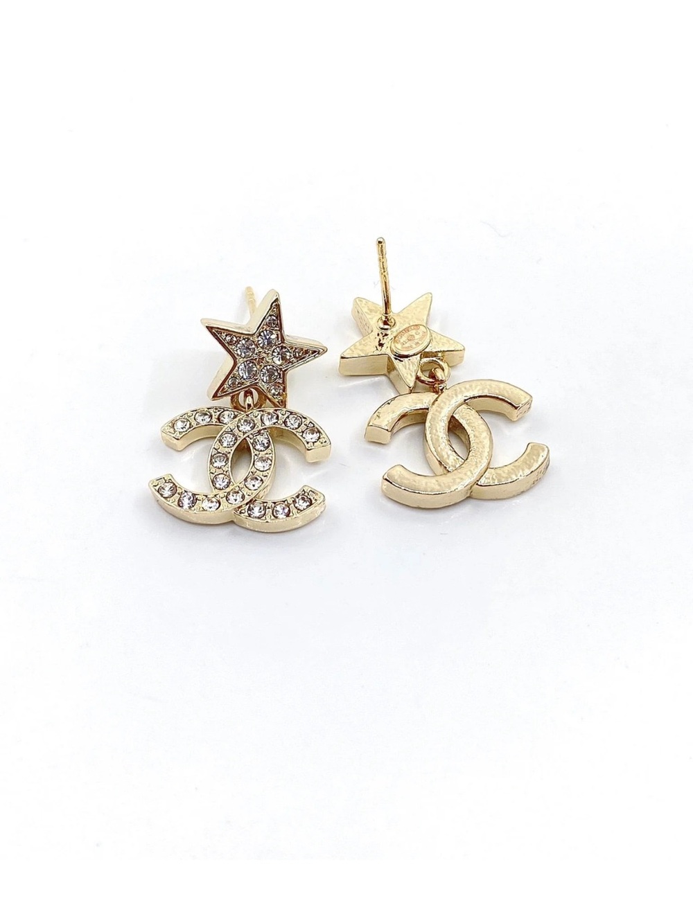 CHANEL Silver CC Star Drop Earrings - Picture 4 of 7